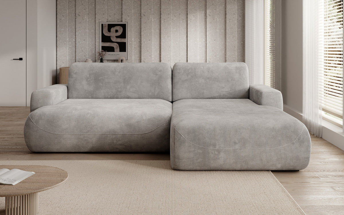 Designer Ecksofa Enzo mit Schlaf- und Klappfunktion in Cord