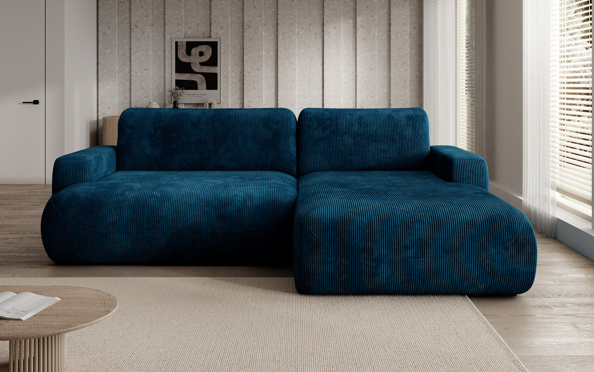 Designer Ecksofa Enzo mit Schlaf- und Klappfunktion in Cord
