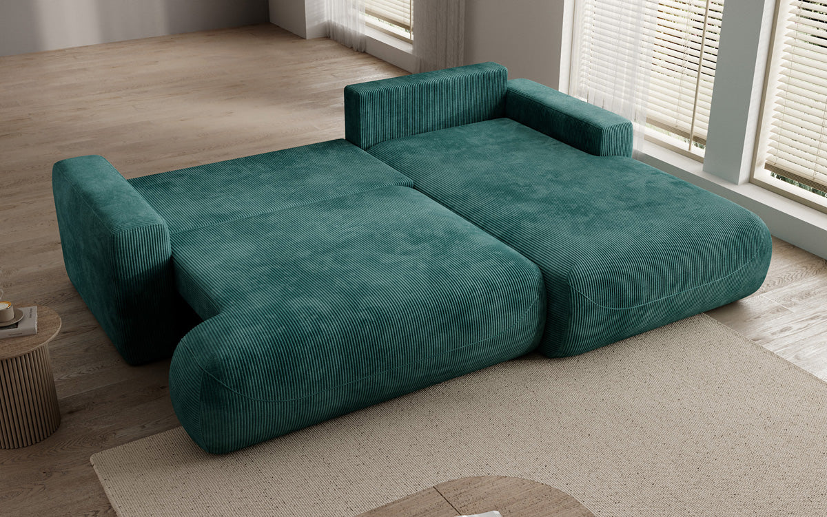 Designer Ecksofa Enzo mit Schlaf- und Klappfunktion in Cord