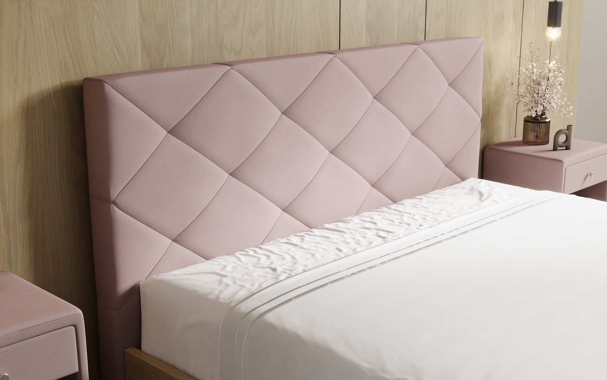 Designer Polsterbett Fiore Caro in Stoff mit Stauraum
