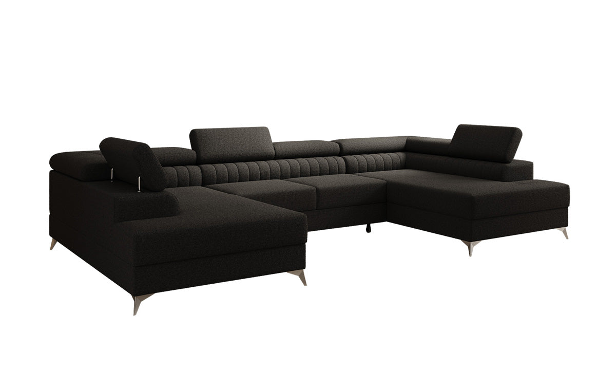 Designer Sofa Aurea U mit Schlaf- und Klappfunktion in Bouclé