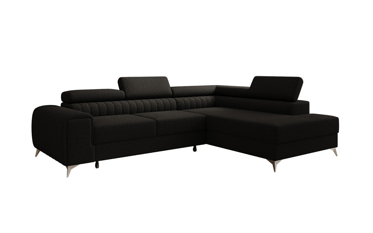 Designer Ecksofa Aurea mit Schlaf- und Klappfunktion in Bouclé