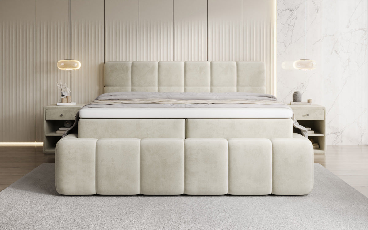 Boxspringbett Bombo mit Stauraum in Samt
