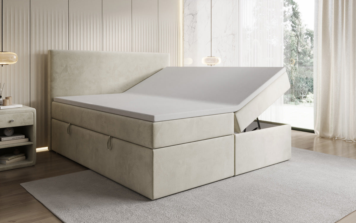 Boxspringbett Kubo mit Stauraum in Samt