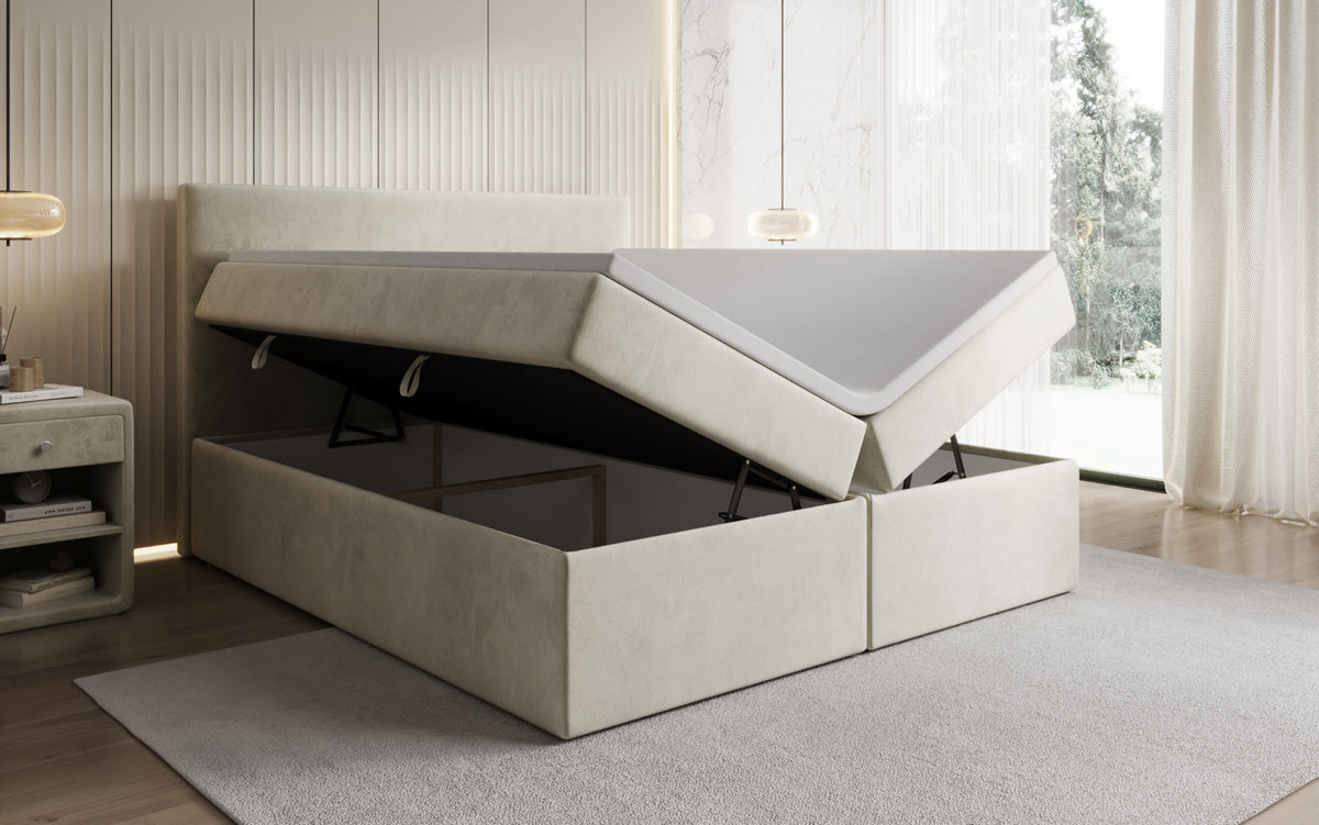 Boxspringbett Kubo mit Stauraum in Samt