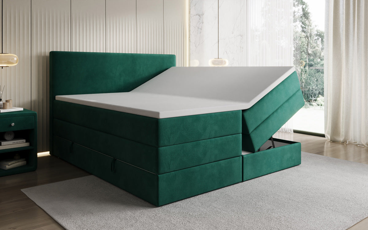 Boxspringbett Kubo King mit Stauraum in Samt