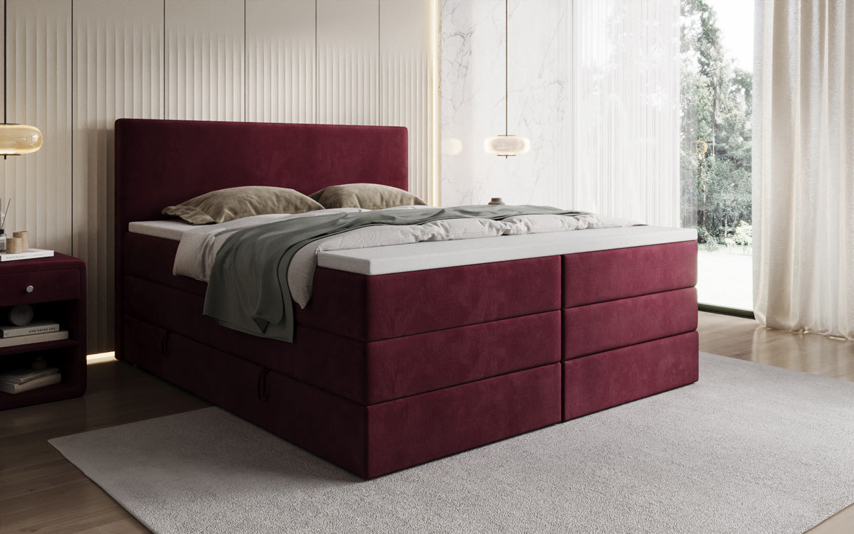 Boxspringbett Kubo King mit Stauraum in Samt