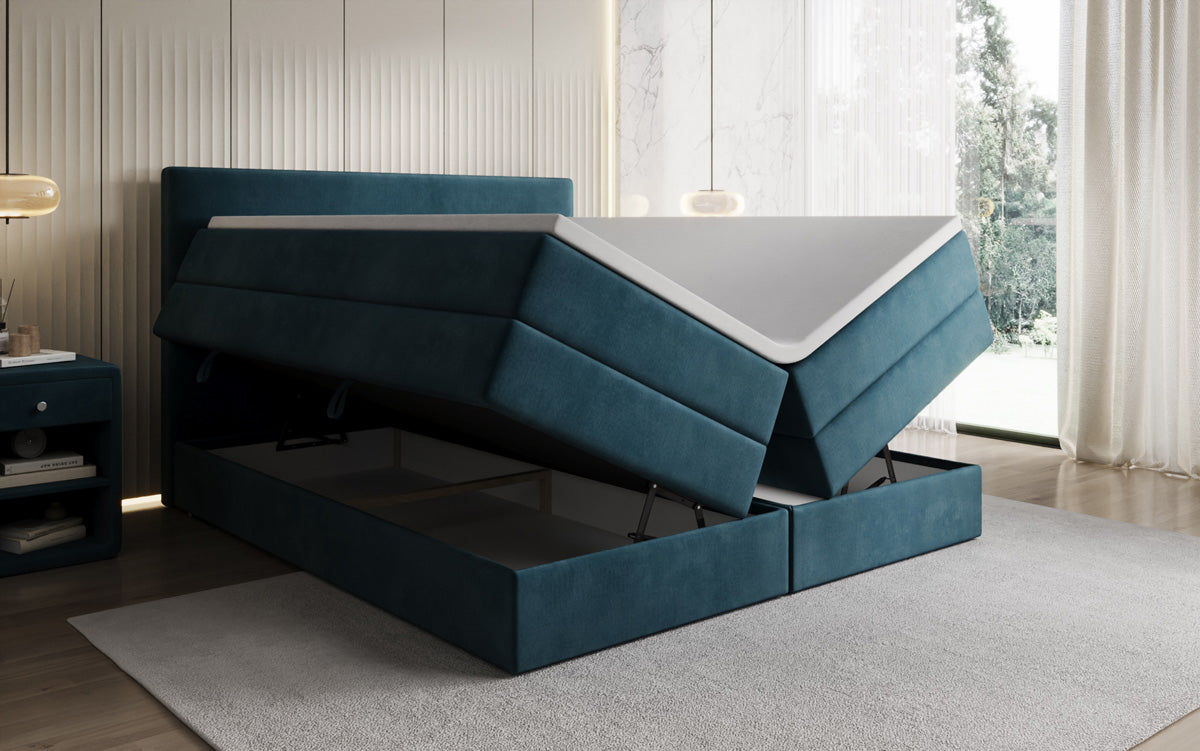 Boxspringbett Kubo King mit Stauraum in Samt