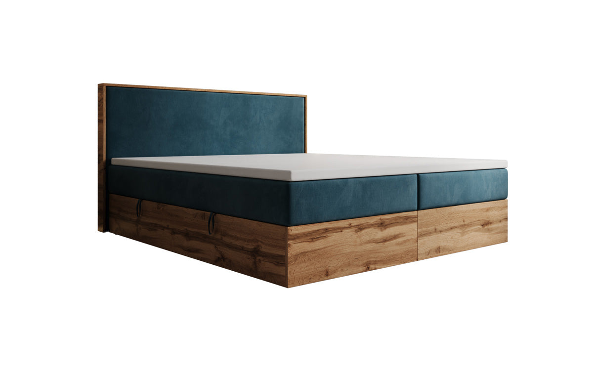 Boxspringbett Timber mit Stauraum in Samt