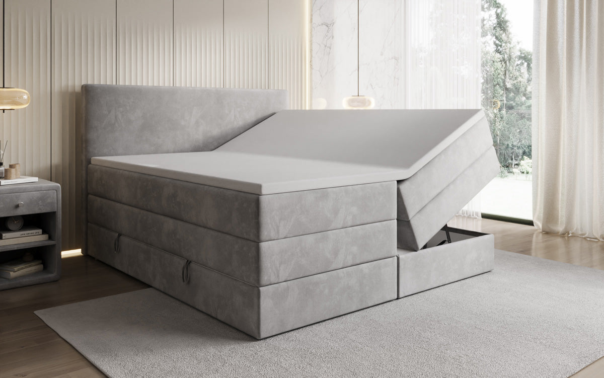 Boxspringbett Kubo King mit Stauraum in Samt