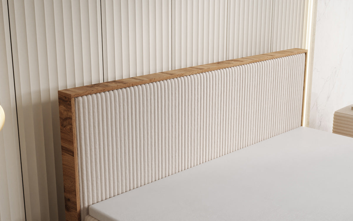 Boxspringbett Timber in Cord mit Stauraum