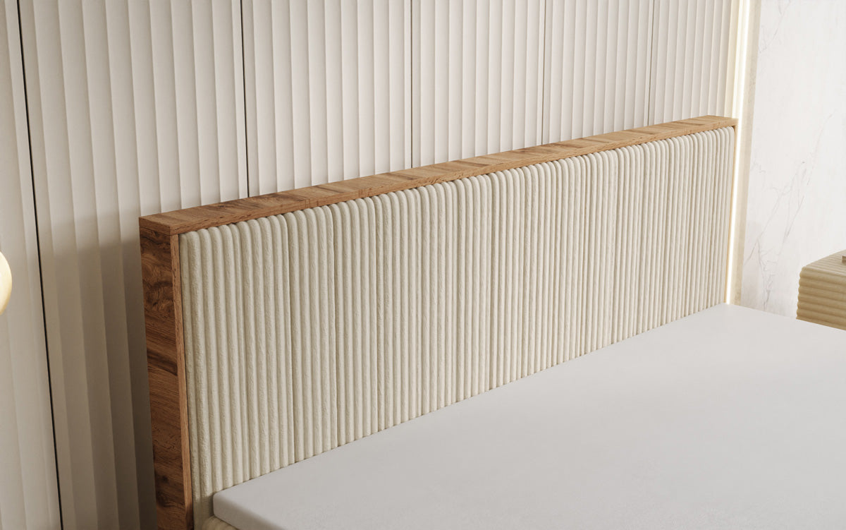Boxspringbett Timber Line in Cord mit Stauraum