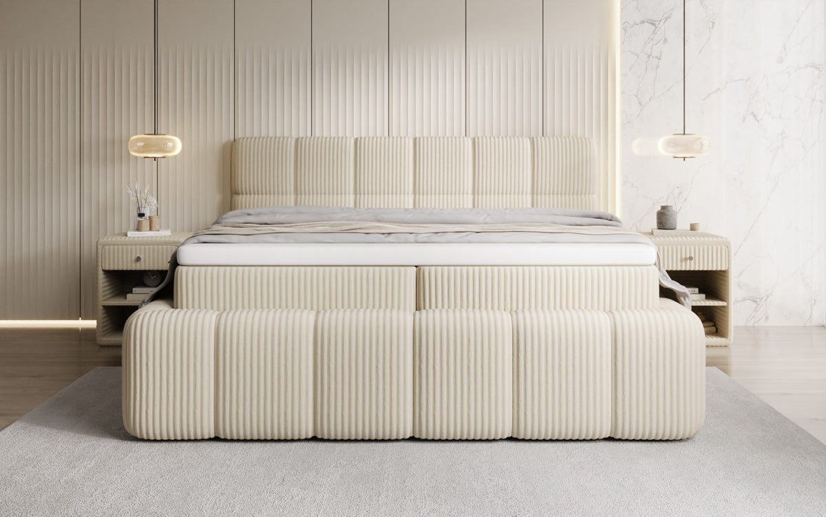 Boxspringbett Bombo in Cord mit Stauraum