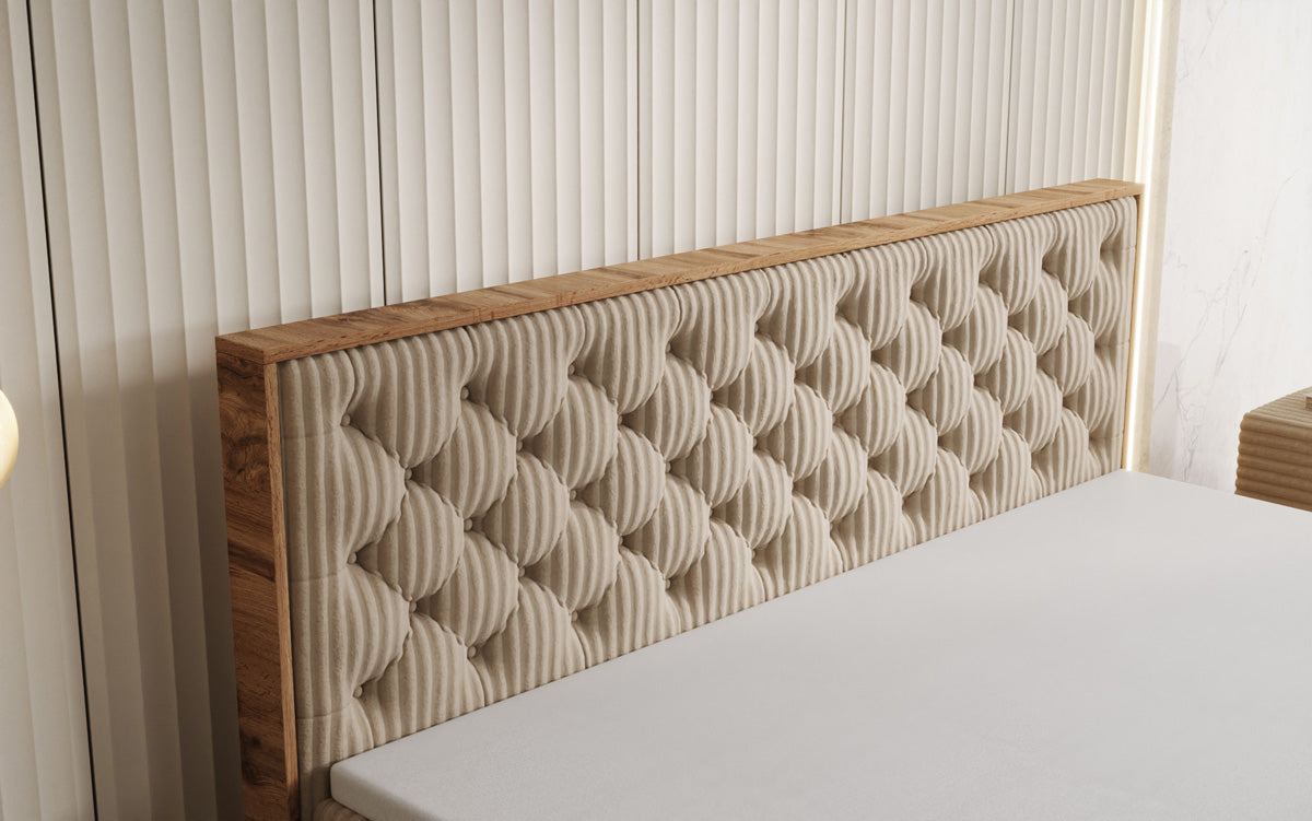 Boxspringbett Timber Chester in Cord mit Stauraum