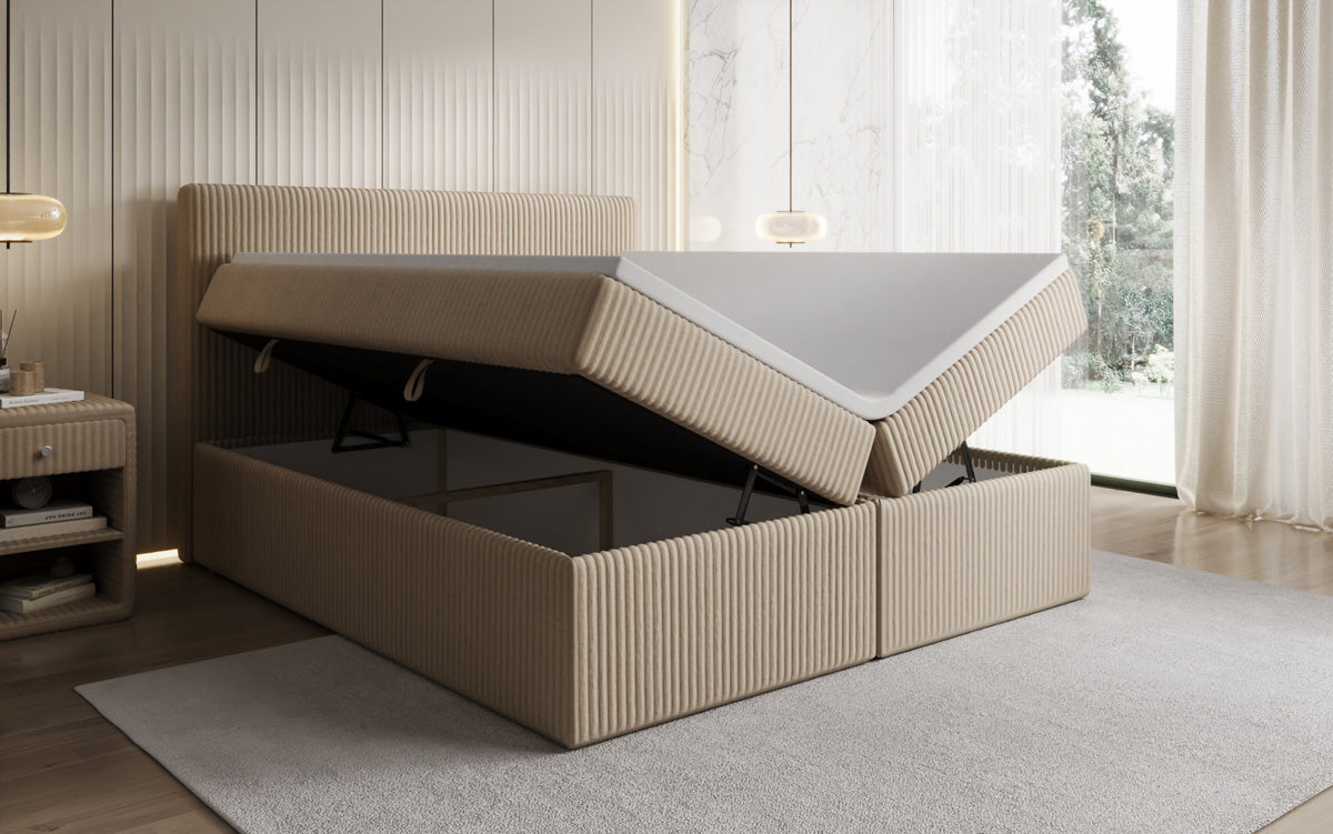 Boxspringbett Kubo in Cord mit Stauraum