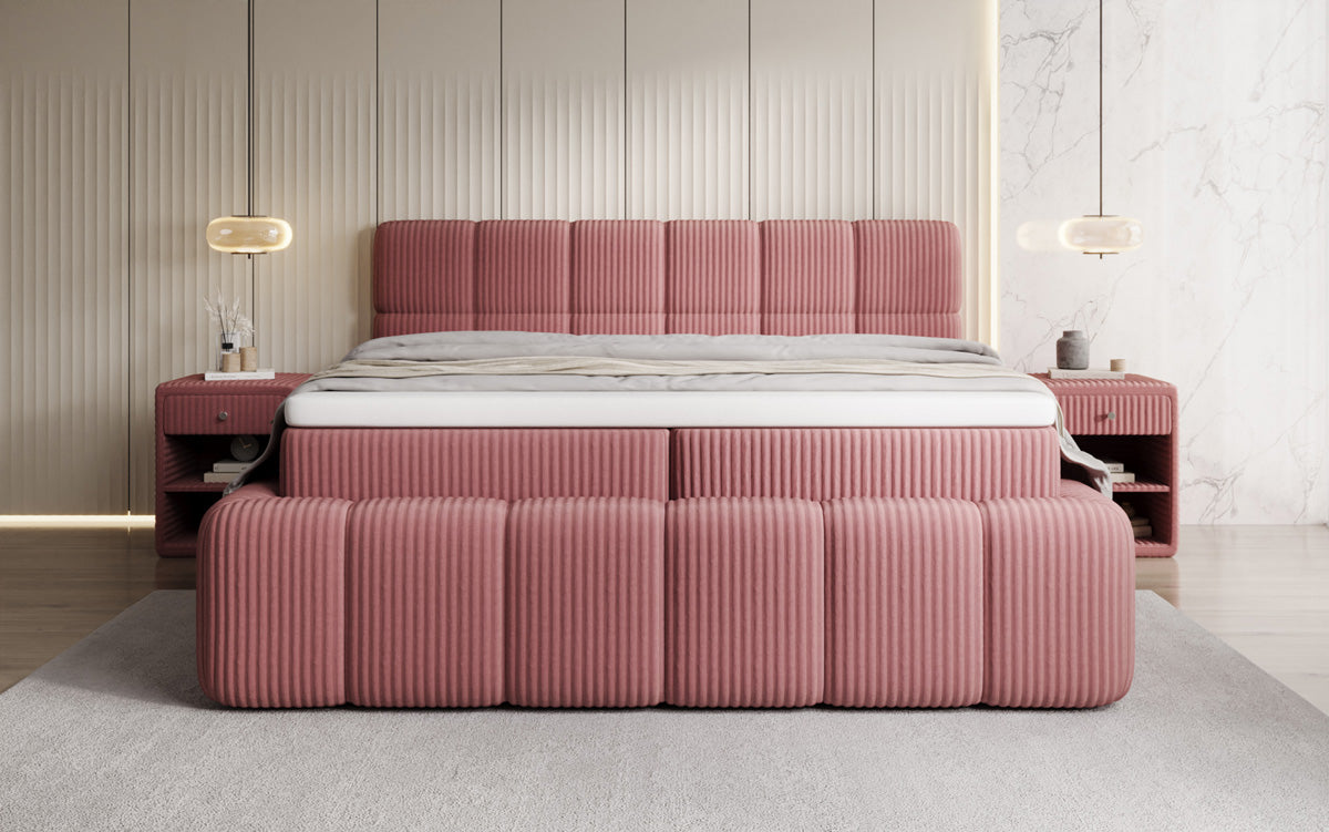 Boxspringbett Bombo in Cord mit Stauraum