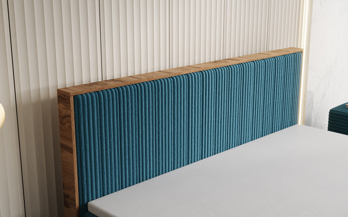 Boxspringbett Timber Line in Cord mit Stauraum