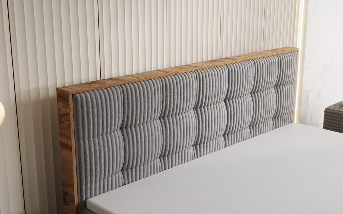 Boxspringbett Timber Quad in Cord mit Stauraum