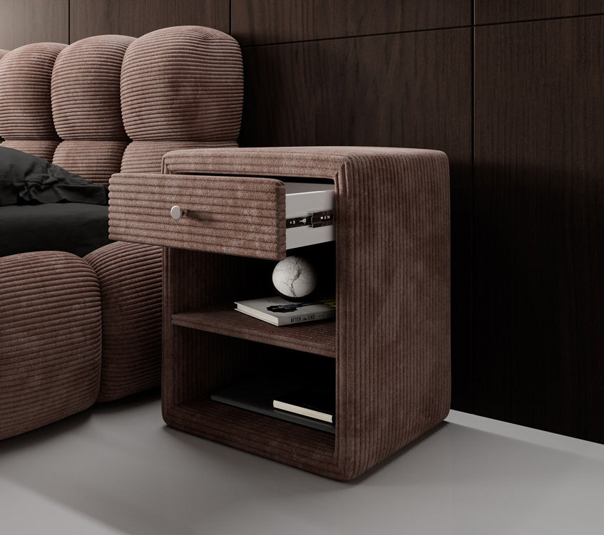 Designer Nachttisch Amy in Cord
