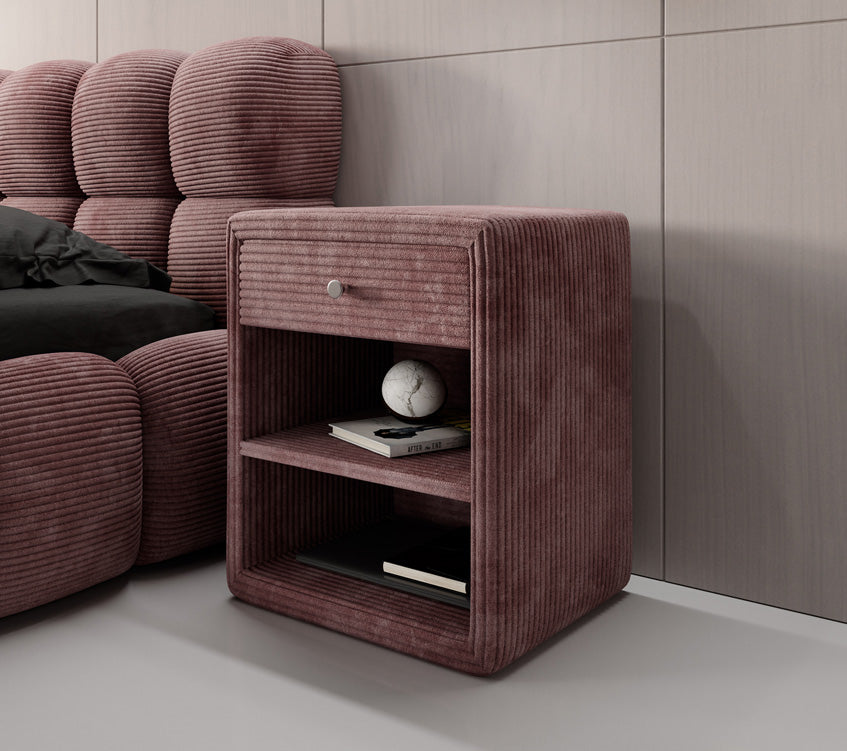 Designer Nachttisch Amy in Cord