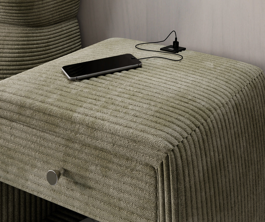 Designer Nachttisch Lilly mit USB Anschluss in Cord