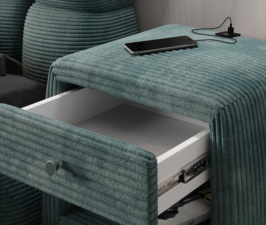 Designer Nachttisch Lilly mit USB Anschluss in Cord