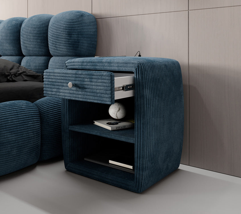 Designer Nachttisch Lilly mit USB Anschluss in Cord
