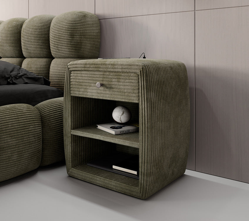 Designer Nachttisch Lilly mit USB Anschluss in Cord