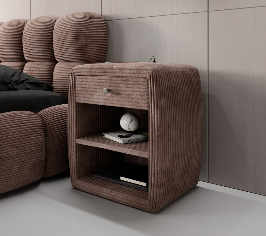 Designer Nachttisch Lilly mit USB Anschluss in Cord