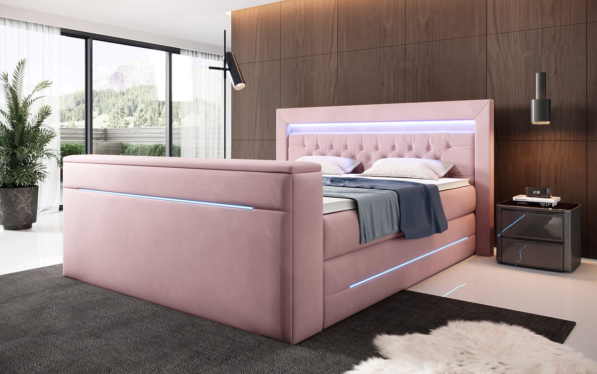 Boxspringbett Pluto mit TV Lift, RGB und Stauraum