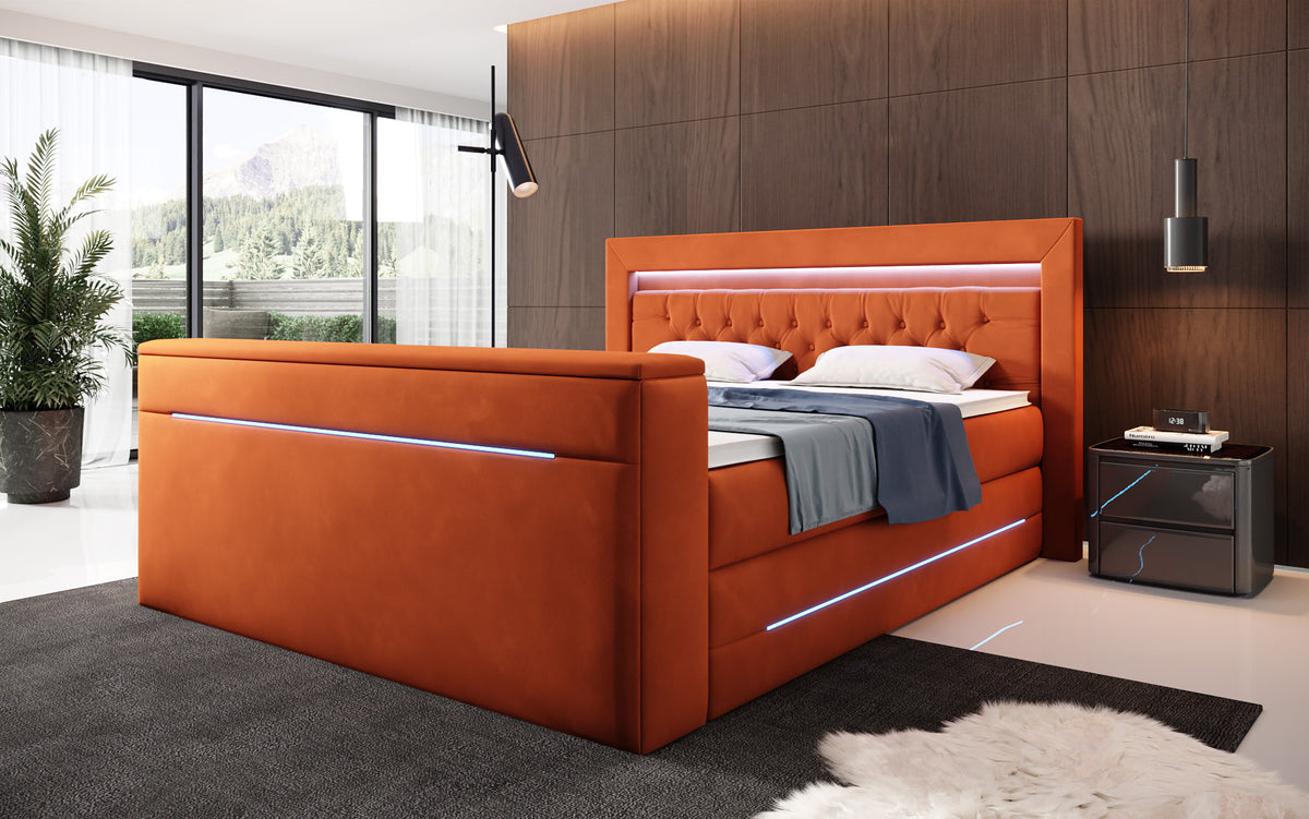 Boxspringbett Pluto mit TV Lift, RGB und Stauraum