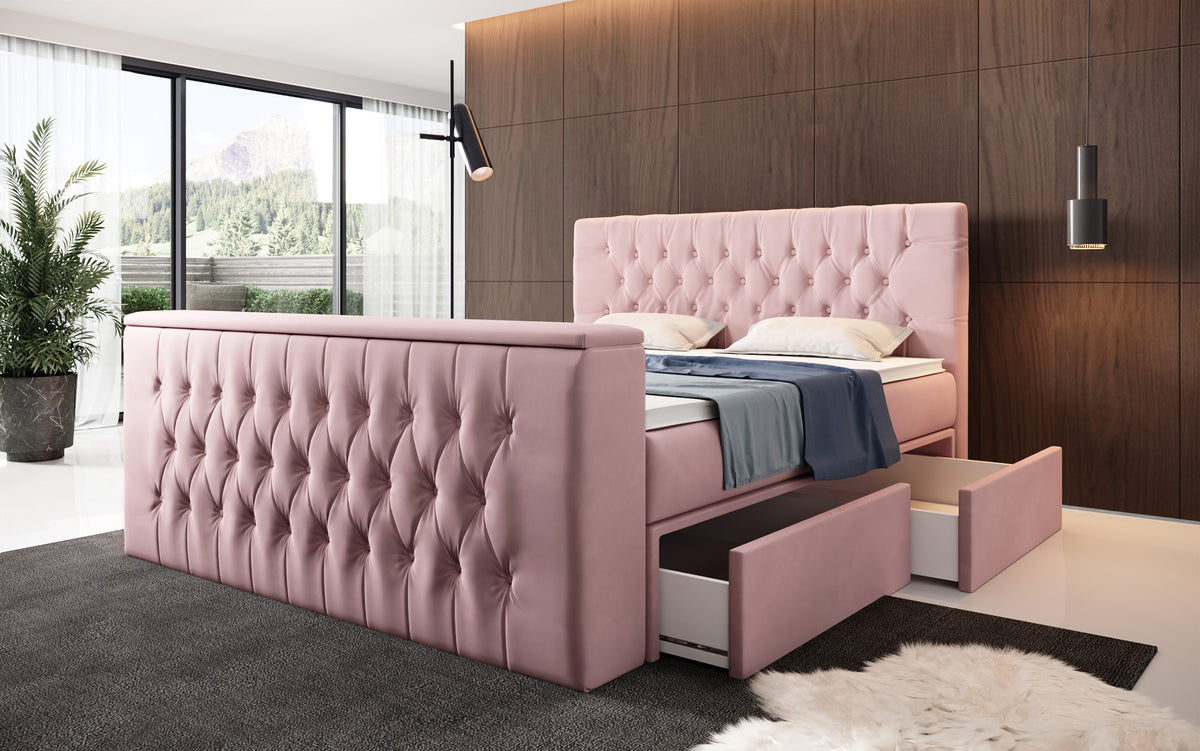 Boxspringbett Vulnero mit TV Lift und Stauraum (2 Schubladen)