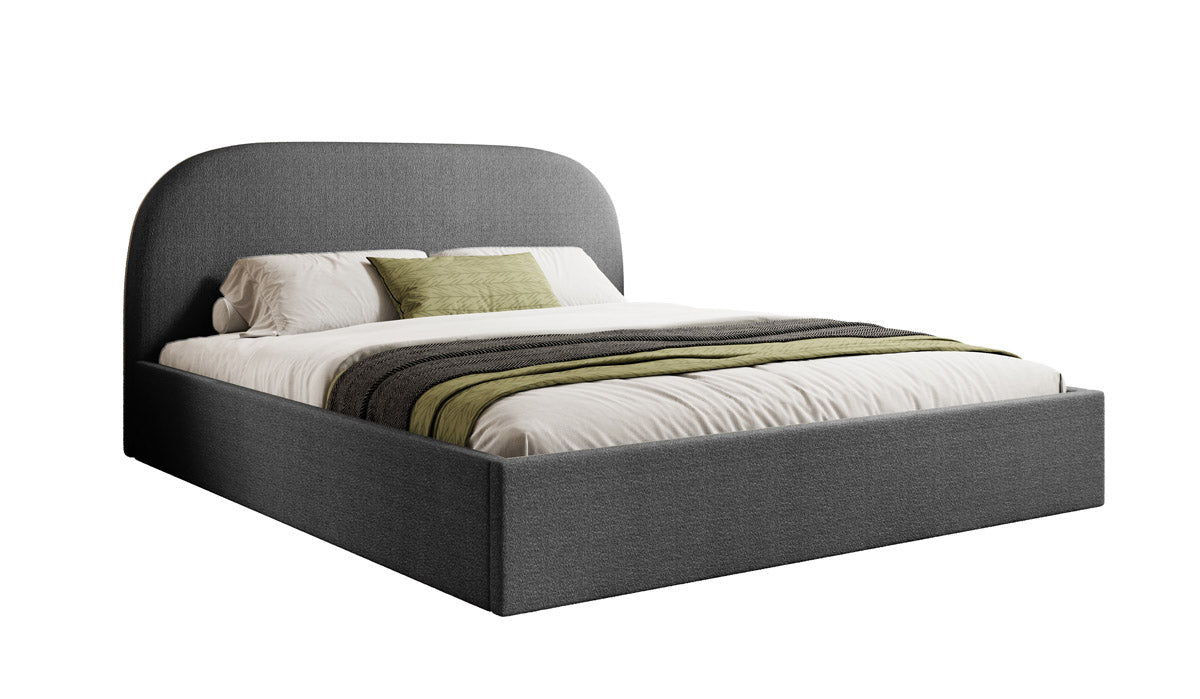 Designer Polsterbett Lorelei in Bouclé mit Stauraum