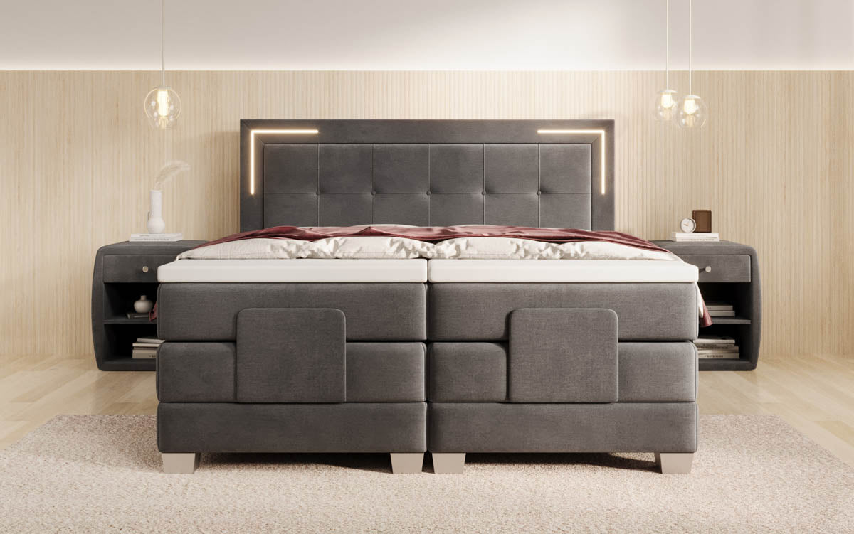 Boxspringbett Noctis Samt elektrisch verstellbar mit LED