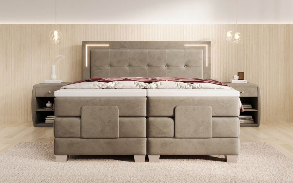 Boxspringbett Noctis Samt elektrisch verstellbar mit LED