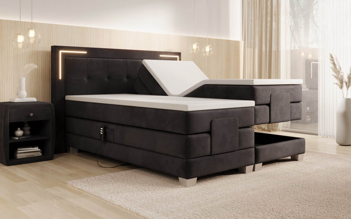 Boxspringbett Noctis Samt elektrisch verstellbar mit LED