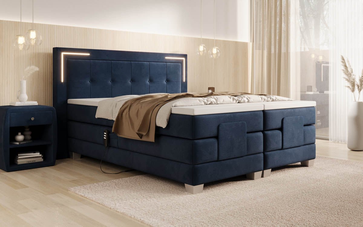 Boxspringbett Noctis Samt elektrisch verstellbar mit LED