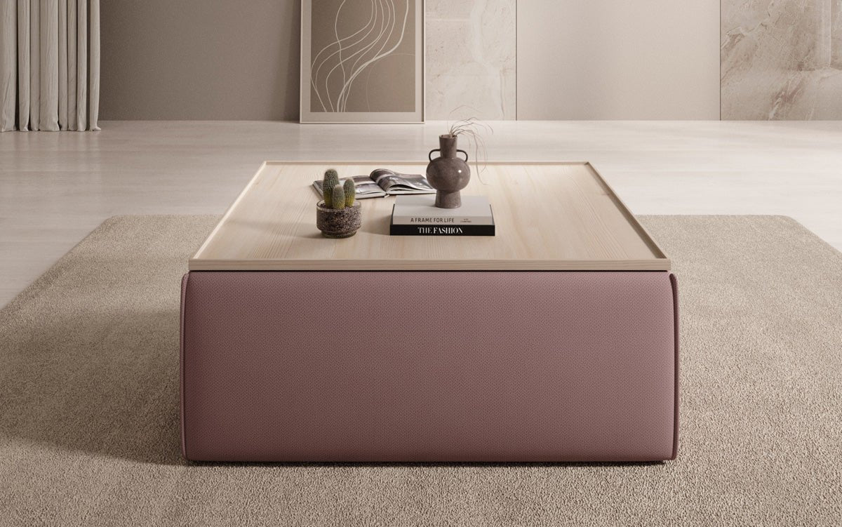 Beistellhocker/Couchtisch Lesley mit Stauraum in Stoff