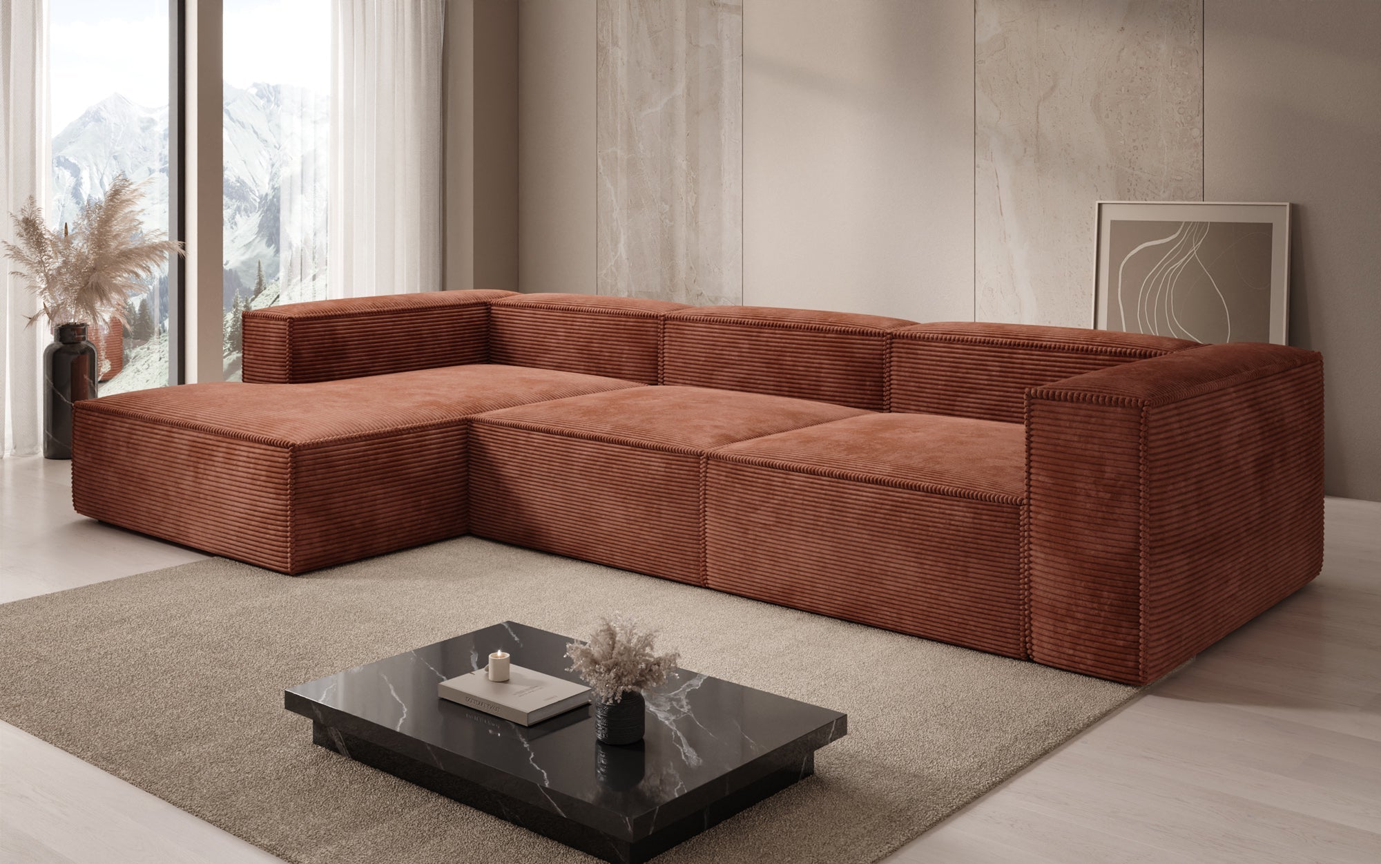 Designer Sofa Lesley L in Cord