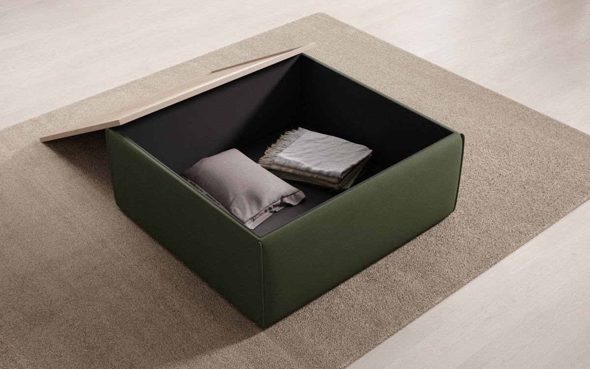 Beistellhocker/Couchtisch Lesley mit Stauraum in Stoff