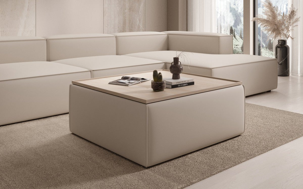 Beistellhocker/Couchtisch Lesley mit Stauraum in Stoff