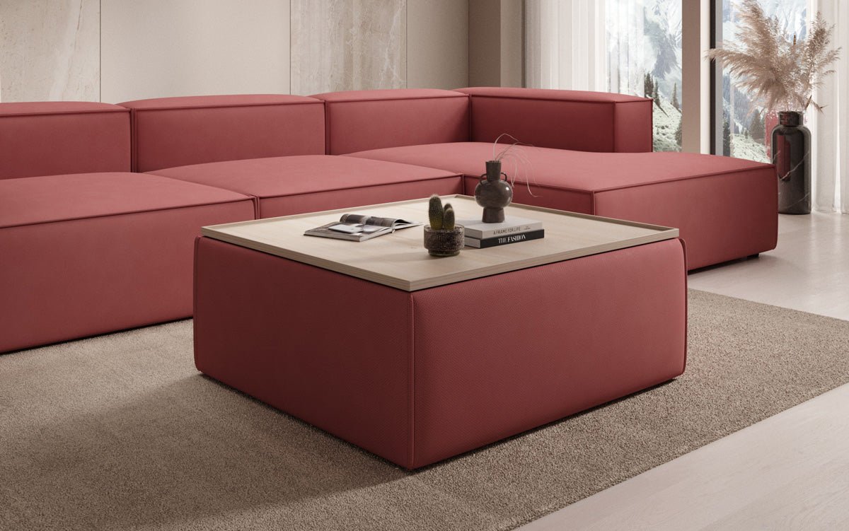 Beistellhocker/Couchtisch Lesley mit Stauraum in Stoff