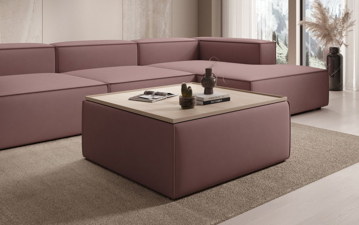 Beistellhocker/Couchtisch Lesley mit Stauraum in Stoff