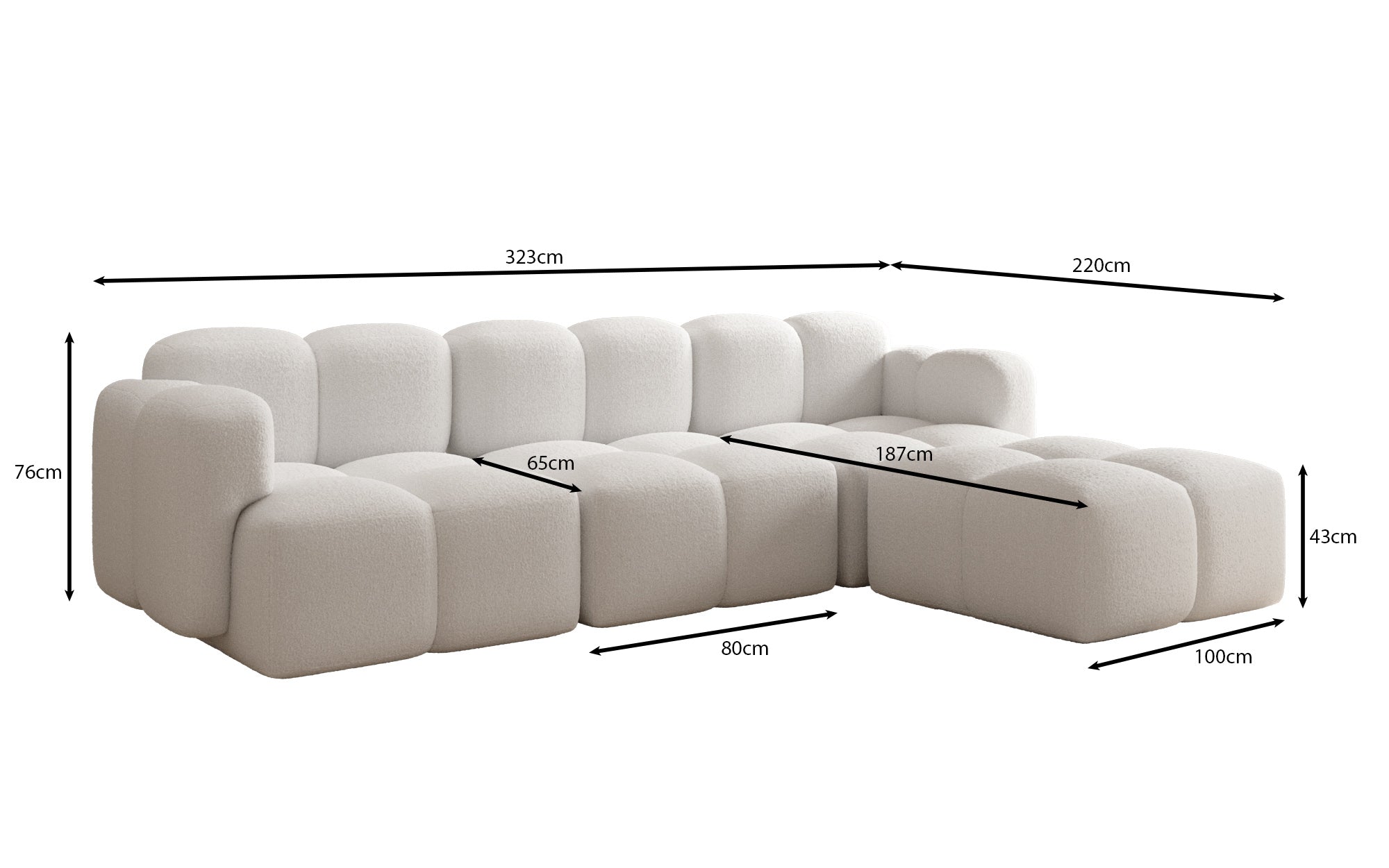 Designer L Sofa Celly in Bouclé