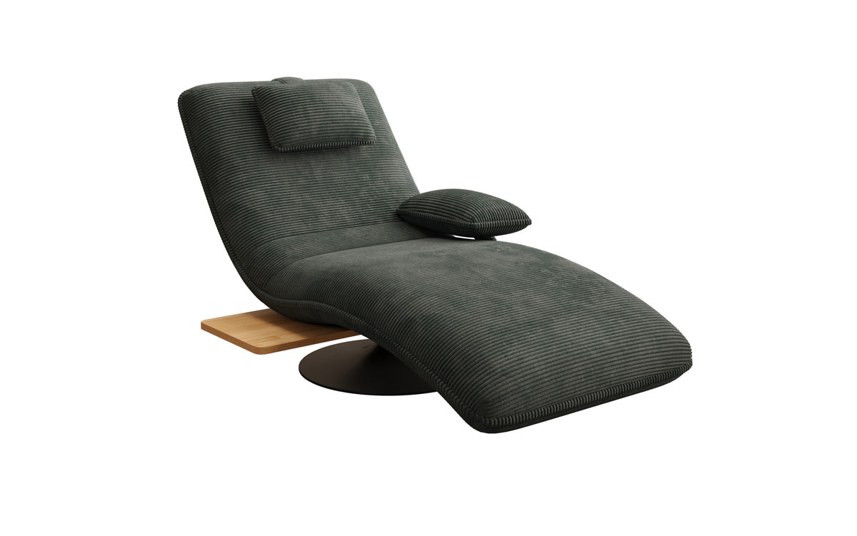 Designer Relax-Liege Velor Cord mit Drehfunktion und Beistelltisch