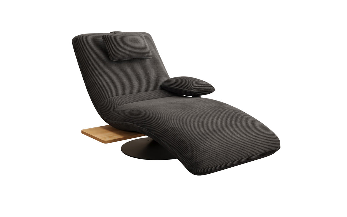 Designer Relax-Liege Velor Cord mit Drehfunktion und Beistelltisch