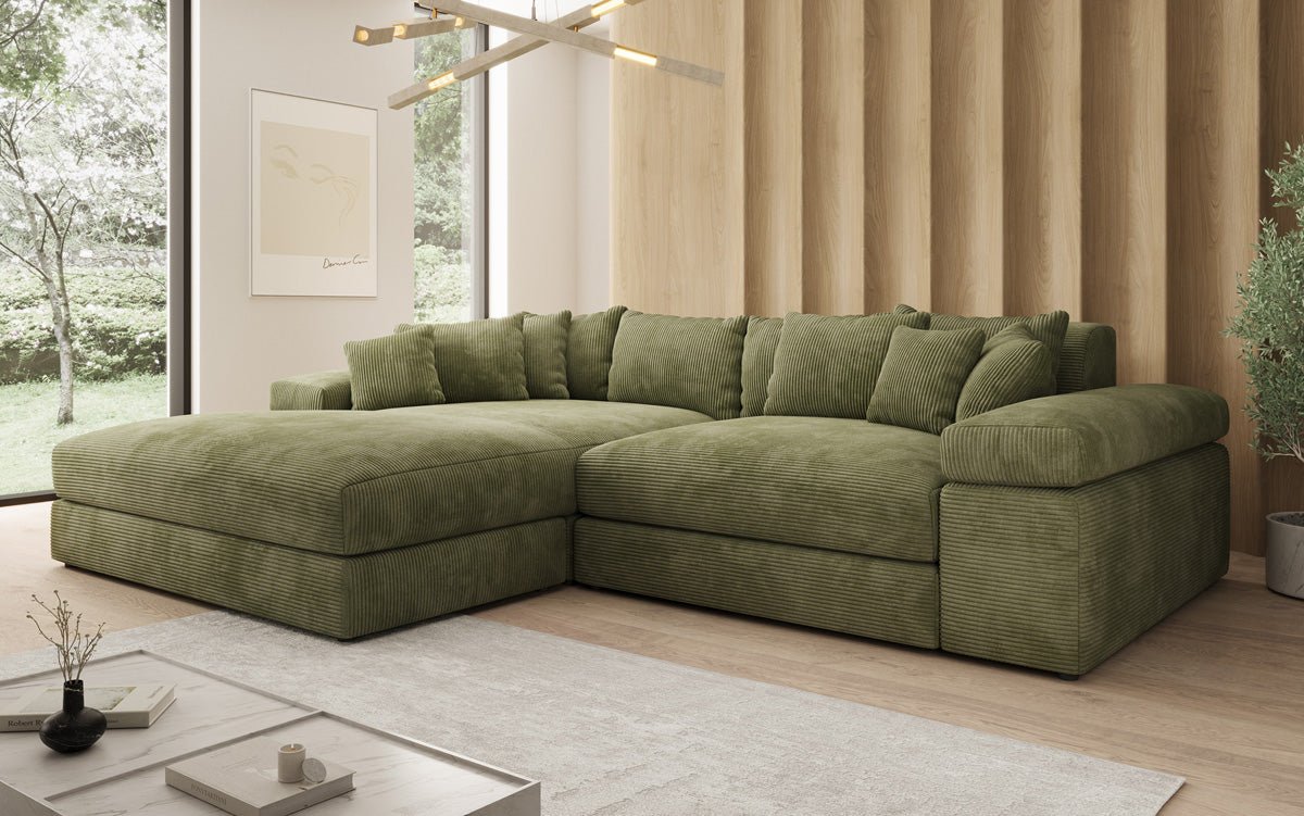 Designer Sofa Bernardo mit breiter Ottomane in Cord