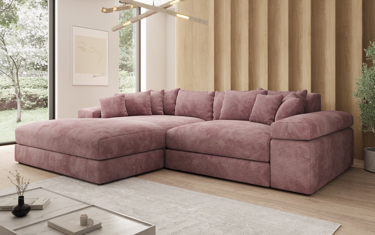 Designer Sofa Bernardo mit breiter Ottomane in Cord