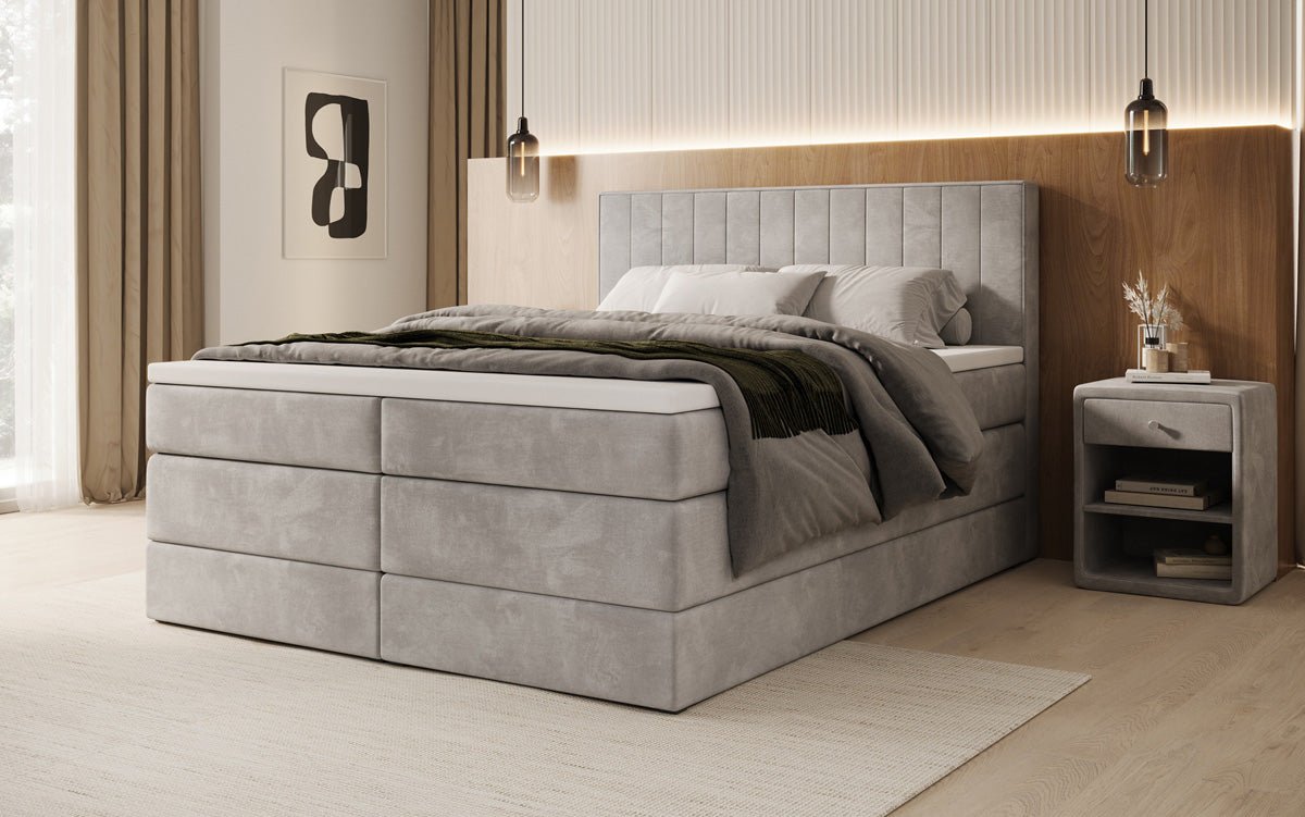 Boxspringbett Avera mit Stauraum in Samt