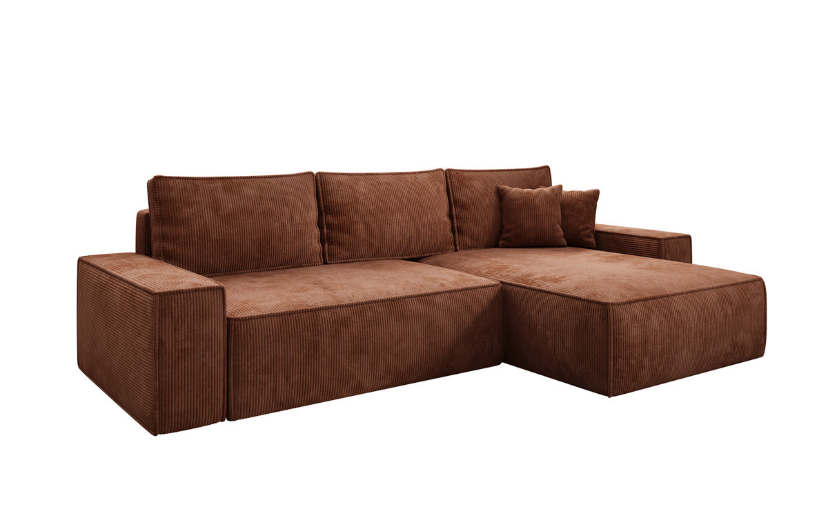 Designer Ecksofa Lunaro mit Schlaf- und Klappfunktion in Cord